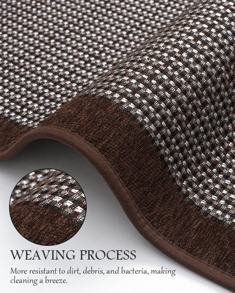 PADOOR Kitchen Mats for Floor, Kitchen Rugs Non Slip Washable, Rubber Backed Kitchen Runner Super Absorbent Kitchen Floor Mat Sink Rug, 20”x47” Dark Brown