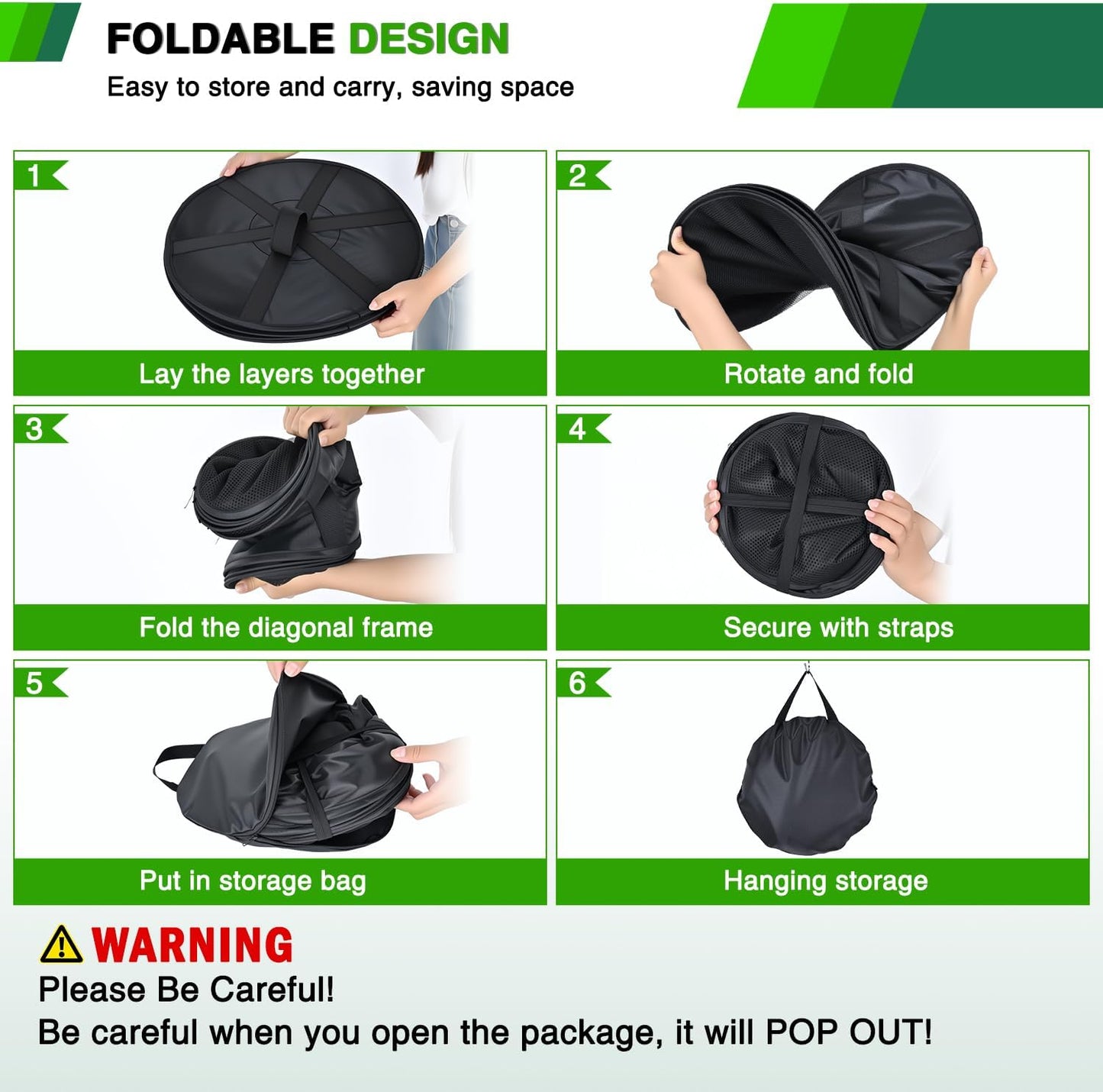 Yesker 6 Layer Herb Drying Rack Hanging Mesh Net Foldable Plant Drying Racks 24" Diameter with Green Zipper & Hook Dryer Hanging Rack for Herbs Seed Bud Fruit Clothes Grow Tent Closets Garden Outdoor