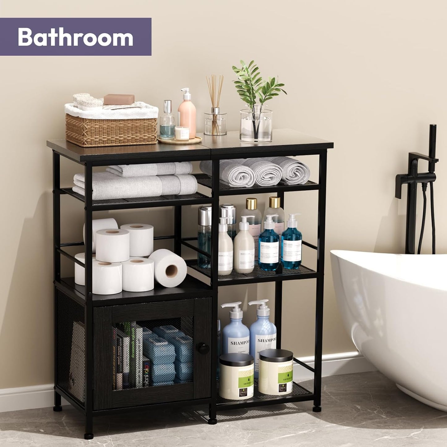 SWTYMIKI Coffee Bar Cabinet Station - Farmhouse Small Coffee Stand Station with Doors, Rustic Storage Organizer for Kitchen, Buffet Sideboard Cabinet Table for Home, Office, Corner, Bar, Black