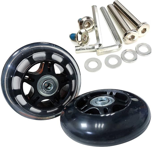 Luggage Suitcase Wheels Replacement Kits 80mm x 24mm Universal Rubber Swivel Two Conner Angle Wheel Trolley Casters Bearings Tools Carry-On Garment Bag Hard Case Repair Set Quietness Durable