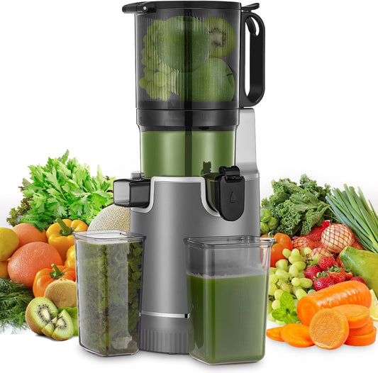 Juicer Machines, 5.4" Extra Large Feed Chute Fit Whole Fruits & Vegetables, Slow Masticating Cold Press Juicer Easy to Clean, 250W, High Juice Yield
