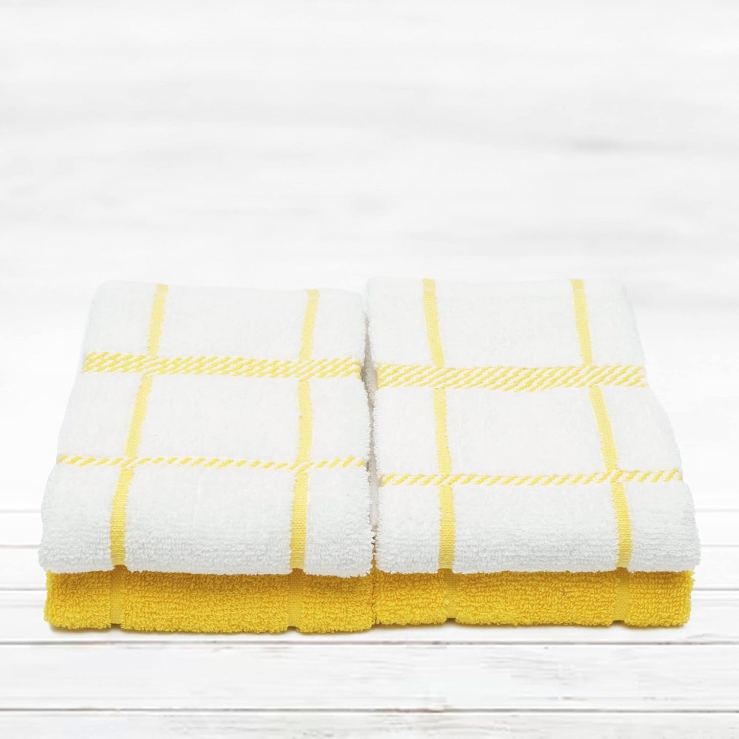 100% Cotton Terry Dish Towels, 4 pack16 x26 Inches, Super Soft and Absorbent Kitchen Towels, Perfect for Kitchen Cleaning and Dish Washing | Yellow