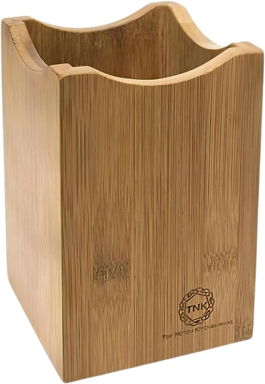 Top Notch Kitchenware Premium Bamboo Kitchen Utensil Holder and Organizer | Stylish Spoon Holder | Ideal Kitchen Utensil Organizer for Cooking | Natural Wood Flatware Organizer