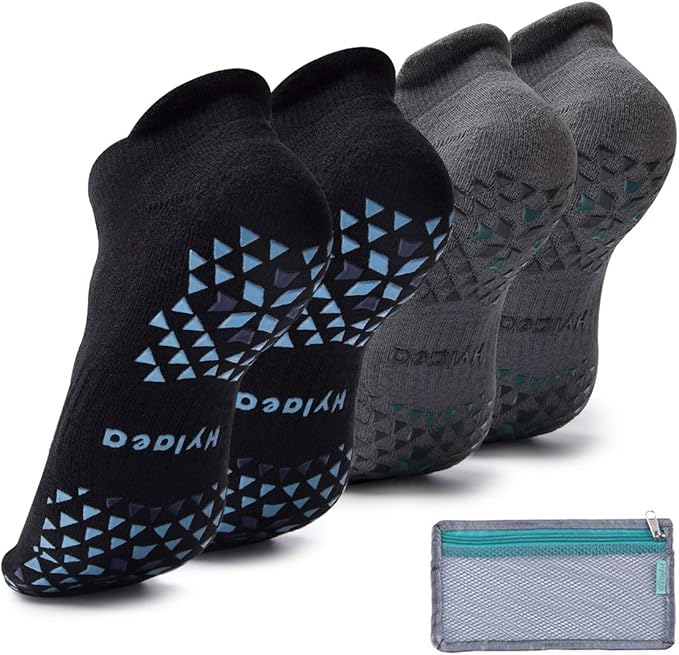 Hylaea Unisex Non Slip Socks with Grip for Yoga, Hospital, Pilates, Barre | Ankle, Cushioned
