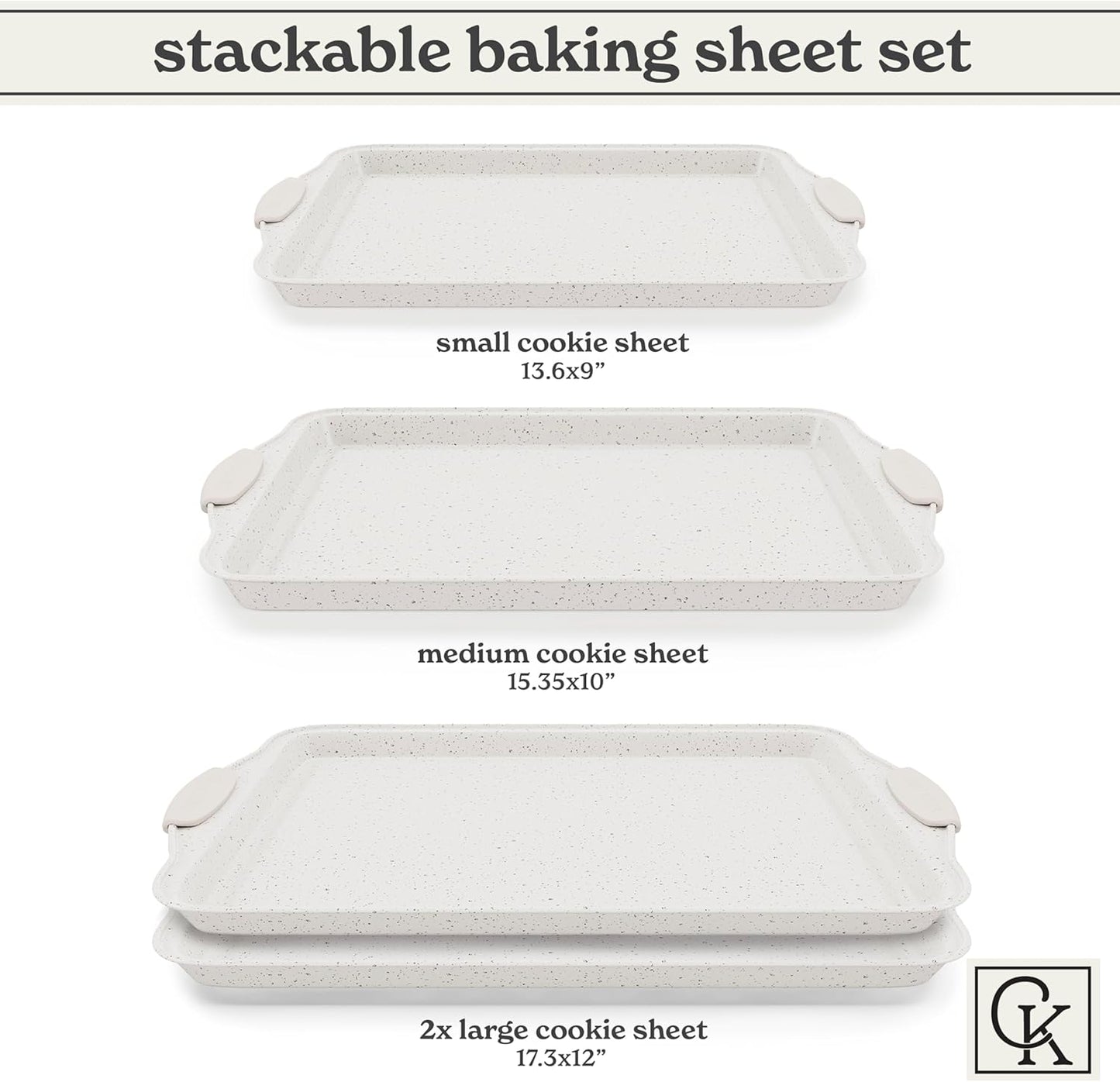 Country Kitchen Nonstick Stackable Bakeware Set - Heavy Duty, Durable, Easy Release Baking Set, Cream, 4 Pcs