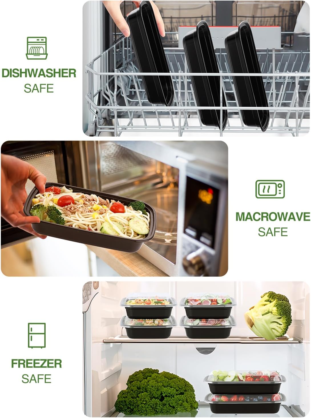 60 Sets 28oz Meal Prep Container - Reusable Plastic Food Storage Containers with Lids, Fits Microwave, Freezer and Dishwasher Safe