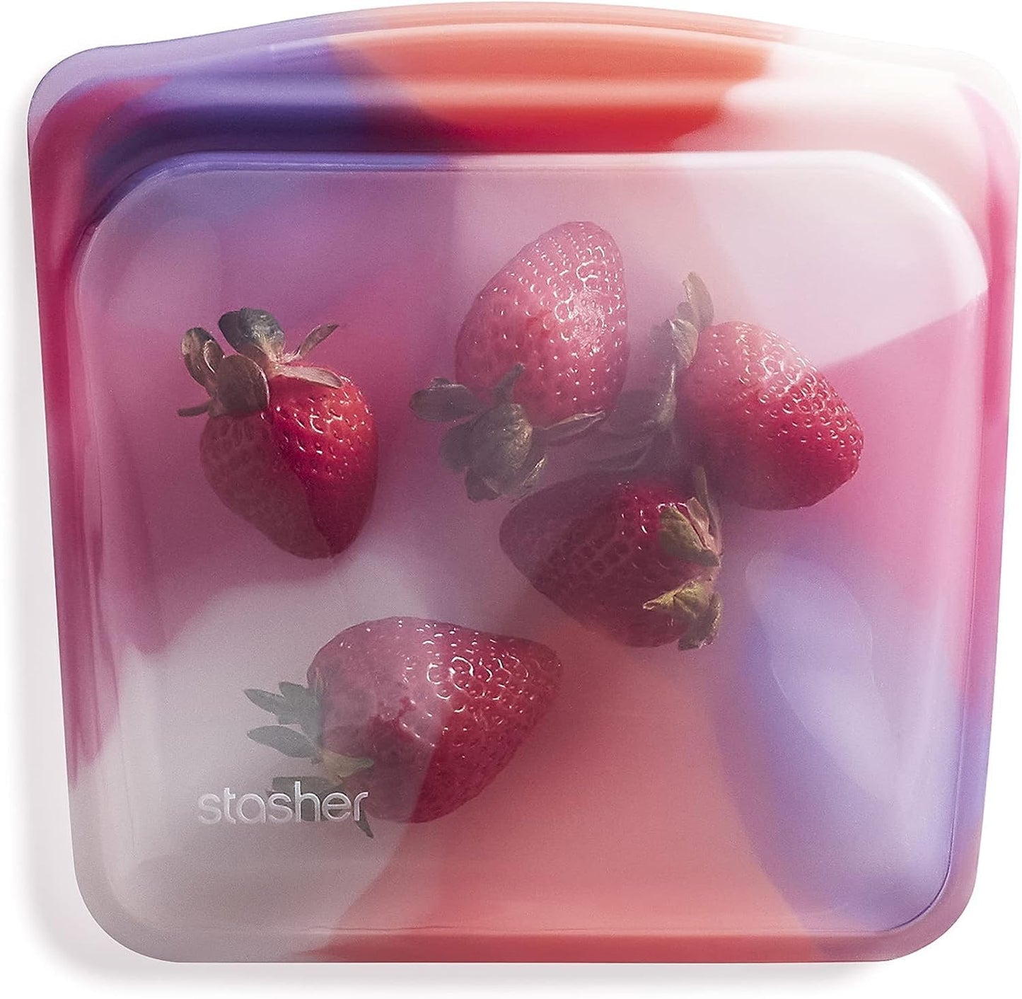Stasher Premium Silicone Reusable Food Storage Sandwich Bag, Tie Dye Pink, Microwave, Sous Vide, Dishwasher, Oven and Freezer Safe, BPA Free, Leak-free, Eco-friendly, 28 Oz