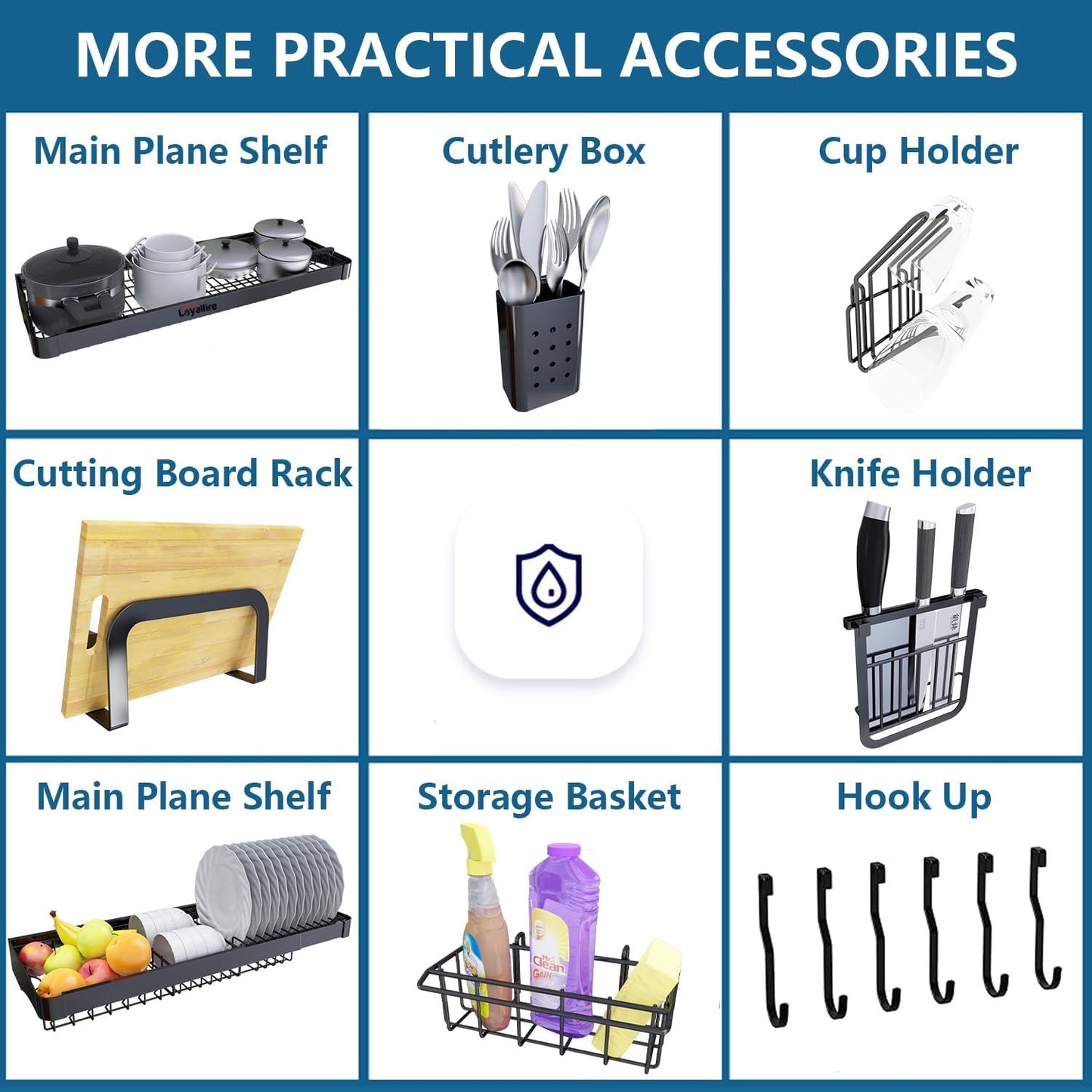 Over Sink Dish Drying Rack, 3 Tier Adjustable Length (20.87'' to 37.6'') Full Stainless Steel Large Storage Kitchen Dish Rack, Expandable Drainer Shelf Rack with Multifunctional Organizers