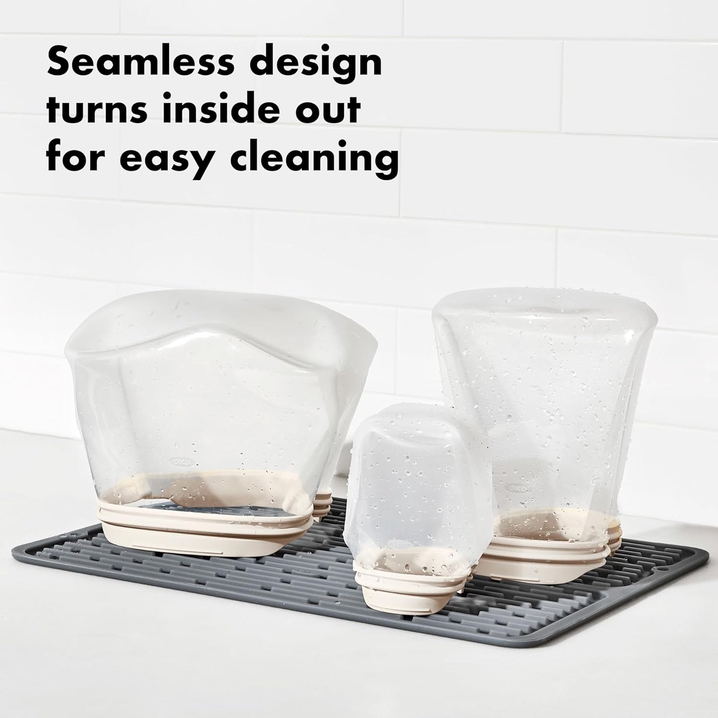 OXO Good Grips Silicone Reusable Bag - Stand-Up Cup (8 oz) - Oat