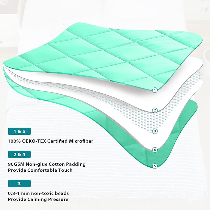 L'AGRATY Weighted Blanket - 60"x80" 15lbs Cooling Breathable Heavy Blanket Microfiber Material with Glass Beads Big Blanket for Adult All-Season Summer Fall Winter Soft Thick Comfort Blanket