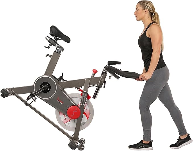Sunny Health & Fitness Magnetic Exercise Bike, 44LB Flywheel & 300LB Weight Capacity for Intensive Home Workout, Indoor Cardio Training w/4-Way Adjustable Seat, Optional Free SunnyFit App Connection