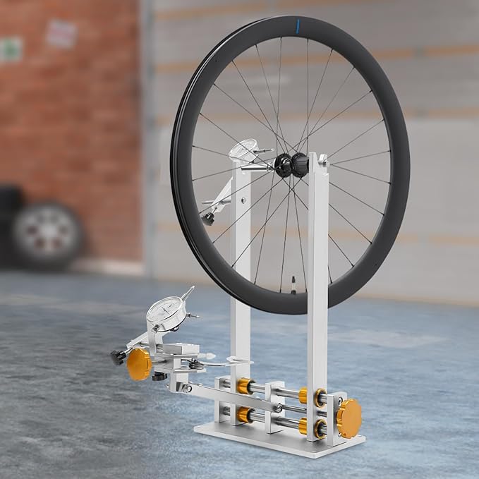 Bicycle Wheel Truing Stand ,Bicycle Wheel Repair Tool Kit Heavy-Duty Adjustable Repair Bracket w/3 Precision Gauges, Foldable Design, Universal 10-29" Wheelset Compatibility for Bike Shops & Home