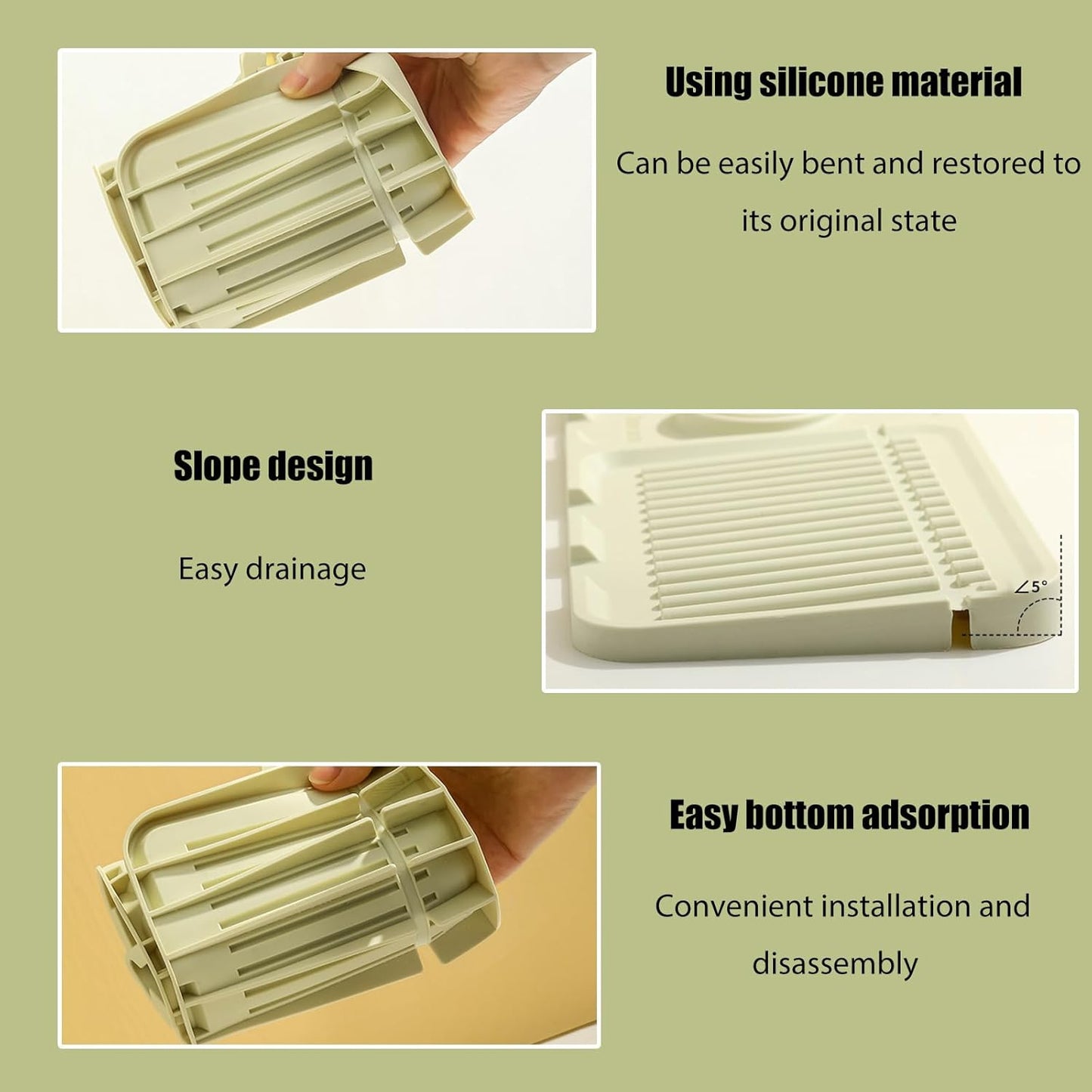 Faucet Mat for Kitchen Sink - 2024 Upgraded Premium Silicone Splash Guard with Fast Drying Properties - Protective Sink Tray Ideal for Stone Sinks in Kitchen & Bathroom (2, Beige)