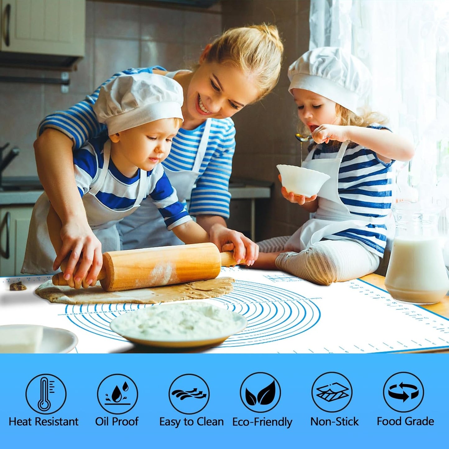 UBeesize Oversize Silicone Baking Mat, 23.6x31.5 Inch Non Stick Pastry Mat with Measurements, XXL Large Nonslip Counter Mat, Fondant/Pie Crust Mat for Making Cookies Macarons Bread Baking Supplies