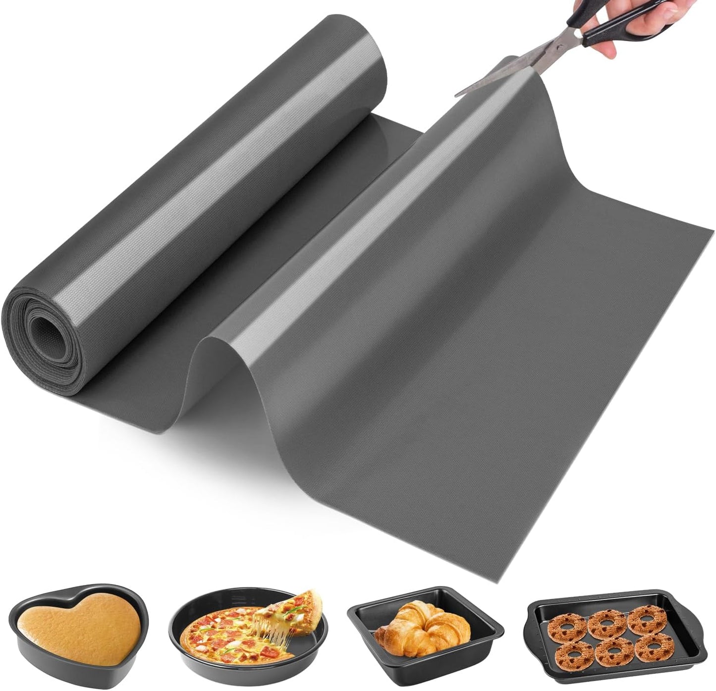 Silicone Baking Mat Roll, Non Stick Heat Resistant Silicone Baking Mats, Pastry Mat, No Slip Reusable Freeze Dryer Mat, Countertop Protector Mat, Cut to size fit different Sharp Oven Pans Dishes Tins