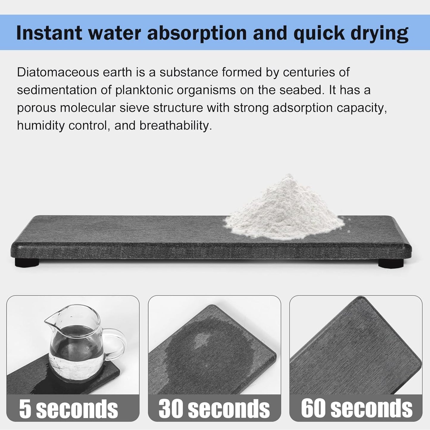 3PCS Stone Drying Tray, Water Absorbing Stone Tray for Sink, Stones Soap Trays, Fast Dry Diatomite Stones Mat,Used for Hand Soaps,Sponge,Toothbrush Holder in Bathroom Counter and Kitchen Sinks