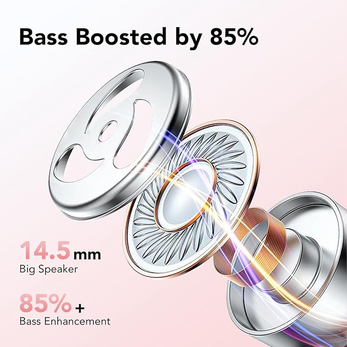 Ear buds Wireless Earbuds Bluetooth 5.3 Headphones 60hrs Playtime with Digital Display Sports Wireless Headphones with Earhook Deep Bass IPX7 Waterproof Over-Ear Earbuds for Android iOS Workout Rose