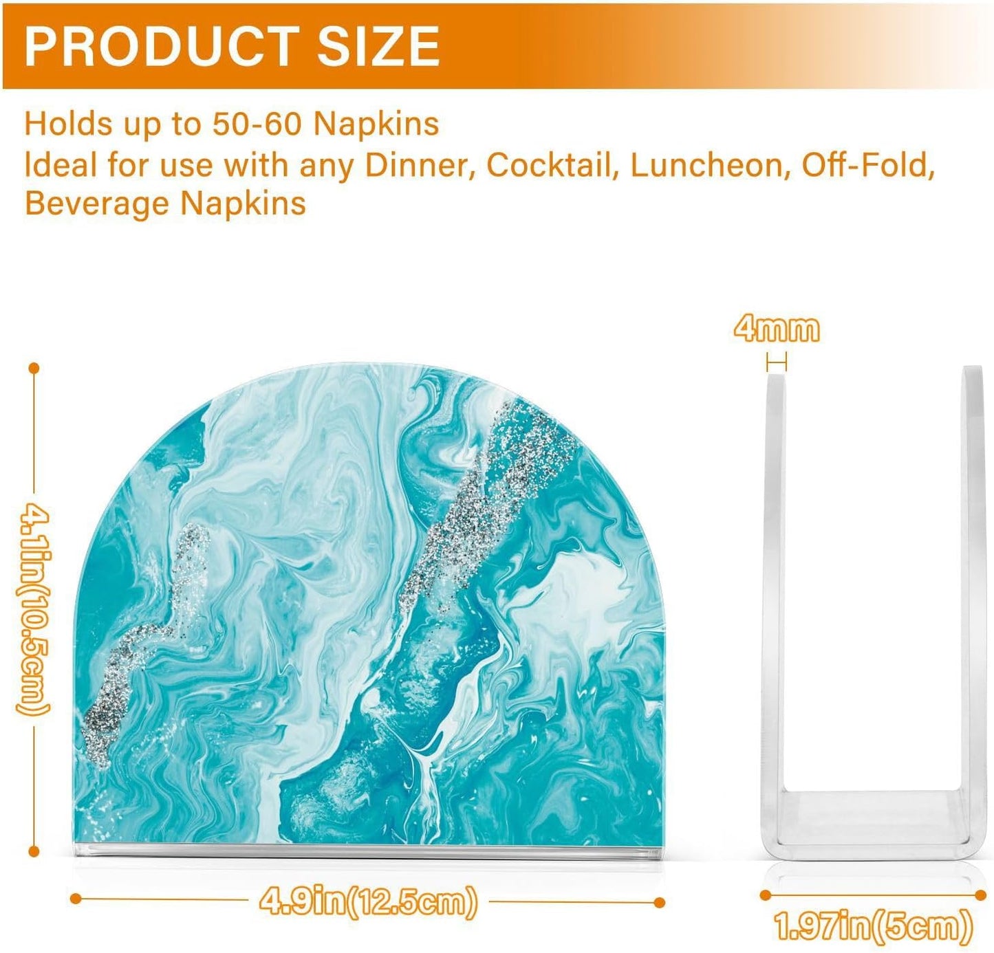 Turquoise Abstract Marble Napkin Holder for Table Paper Napkins Holder Acrylic Tissue Dispenser Kitchen Dining Room Bathroom Party Car Decor