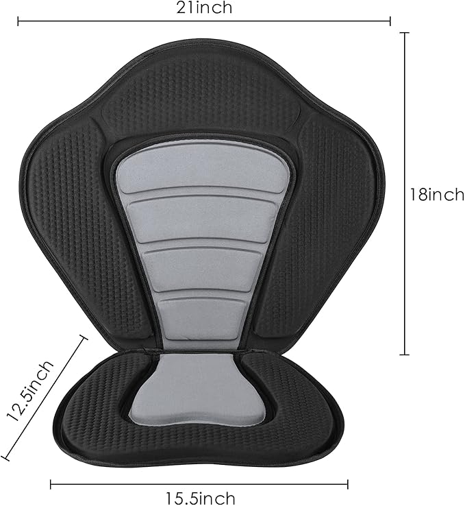 Solomone Cavalli Deluxe Padded Kayak Seat with Storage Bag, Adjustable Cushions for Canoe Fishing Boat Paddle Board Sit-On-Top Kayaks, Universal Size with Back Support