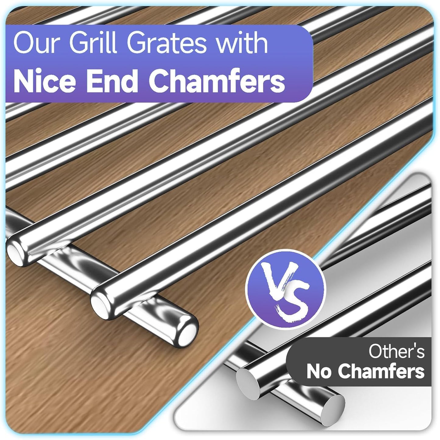 4Pack 19.25" Stainless Steel Cooking Grates Replacement Parts For16517 Bull 8248 LP, 18249 NG, Angus 47628, Brahma, Lonestar Select 87048,87049, Outlaw Steer Premium, 7 Burner Premium 18248,18249