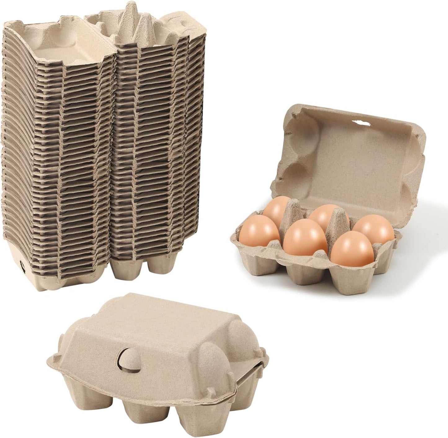 40 Pack Egg Cartons Cheap Bulk, 6 Count Egg Storage Containers Holder, Sturdy Natural Pulp Material Perfect for Storing Extra Eggs