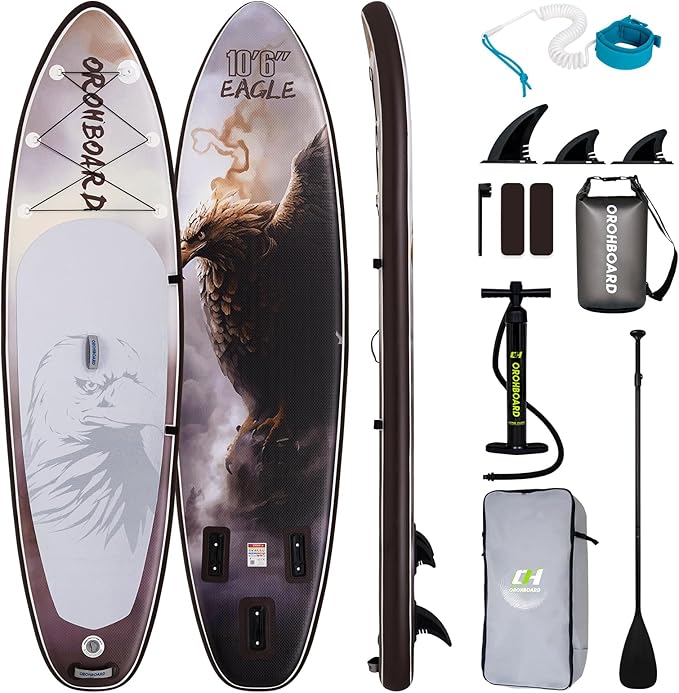 10’6/11’6 Inflatable Stand Up Paddle Board with Premium Paddleboards Accessories, Wide Stable Designed SUP Paddleboard for Adults & Youth.