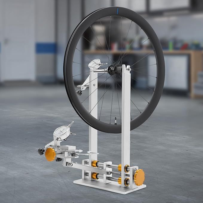 Bicycle Wheel Truing Stand ,Bicycle Wheel Repair Tool Kit Heavy-Duty Adjustable Repair Bracket w/3 Precision Gauges, Foldable Design, Universal 10-29" Wheelset Compatibility for Bike Shops & Home