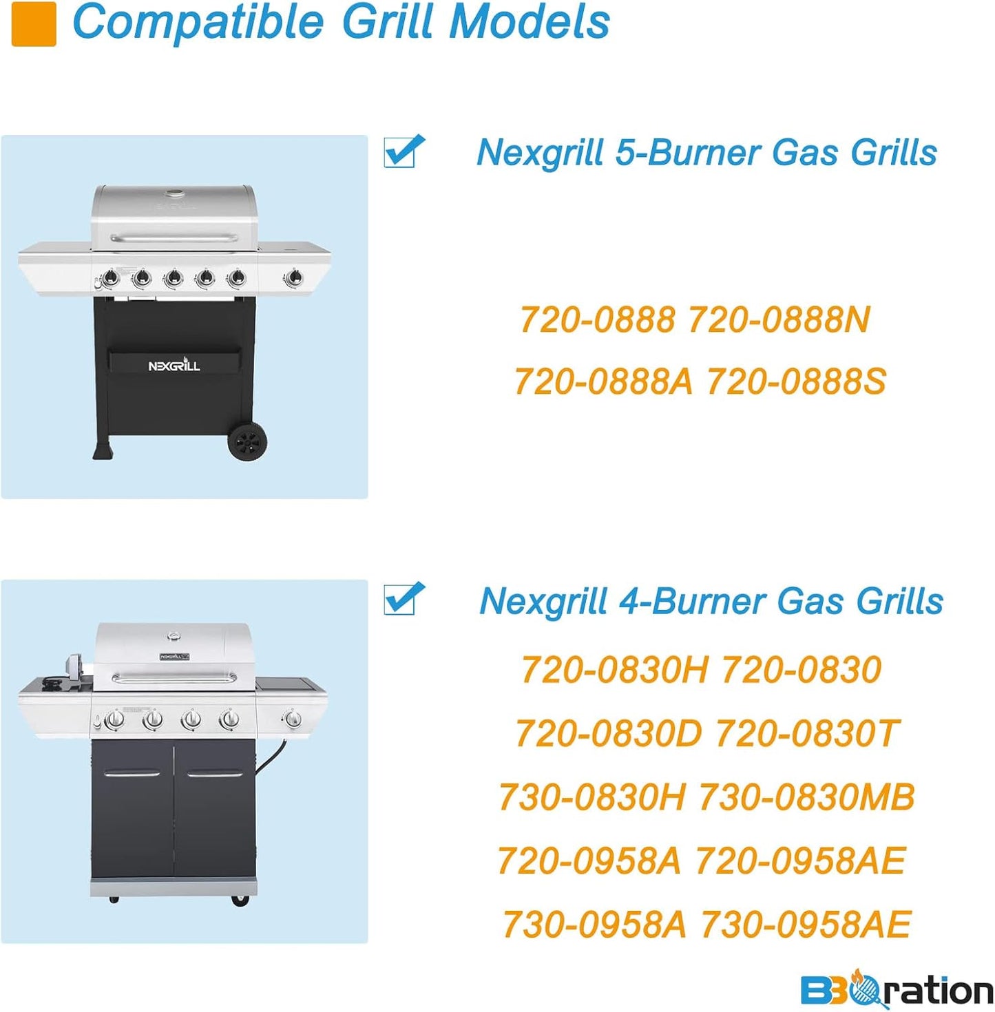 17" Grill Grates Replacement Parts for Nexgrill 4-Burner 720-0830H 720-0783E Nexgrill Replacement Parts 5 Burner 720-0888N 720-0888 720-0697, Grill Parts for Kenmore, Uniflame and More