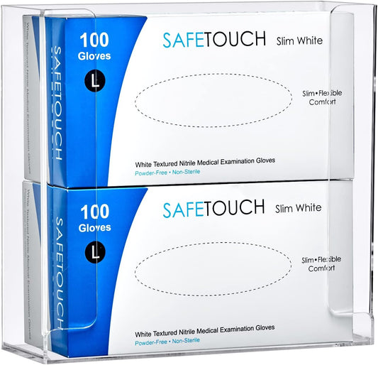 Amazing Abby Acrylic Glove Box Holder, Wall-Mounted Glove Dispenser, Floating Glove Box Organizer, Medium Size (for 2 Boxes), 10.5" W x 10.0" H x 3.5" D (Mounting Hardware Included)