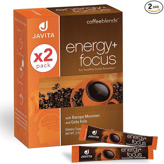 Javita Energy + Focus Instant Coffee Packets, 100% South American Arabica & Robusta Blend, plus Herbs for Clarity, Energy, & Focus, Keto, Dieters Drink, 2 box / 24 (4.2g Sticks), 48 Count