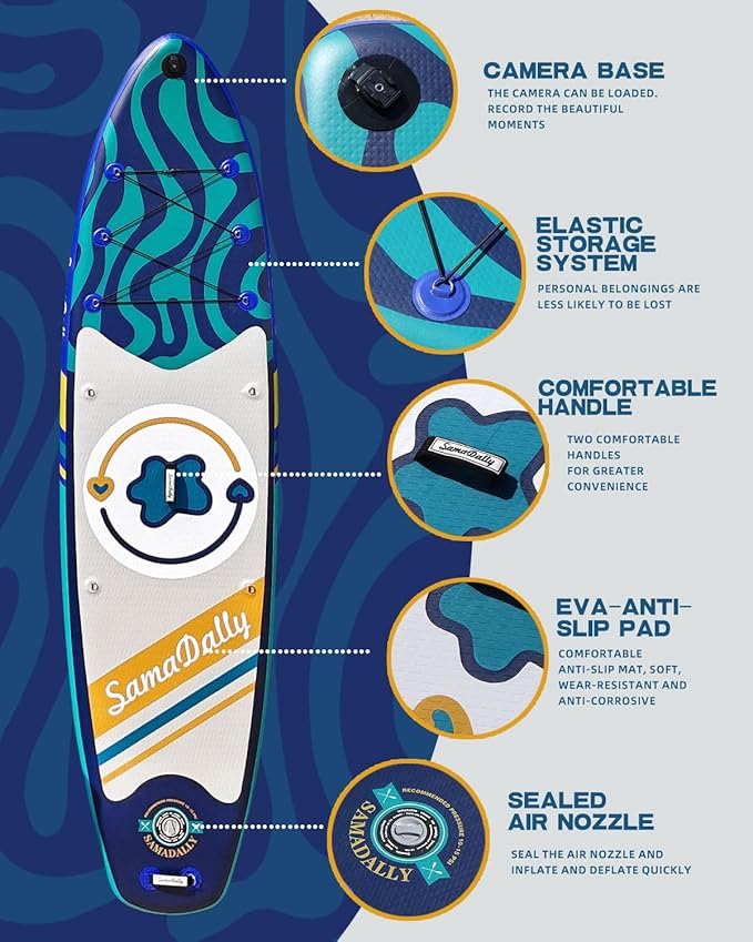 11'Stand Up Paddle Boards Surf Control with Premium SUP Board Accessories Backpack & Removable Fins, 34" Wide Inflatable Paddle Boards of All Skill Levels