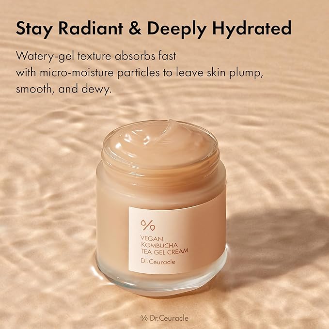 Dr.Ceuracle Vegan Kombucha Tea Gel Cream - Lightweight Watery Hydrating Moisturizer with Kombucha Tea Extract, Sunflower Seed Oil, Korean Skincare (75 g / 2.64 oz.)