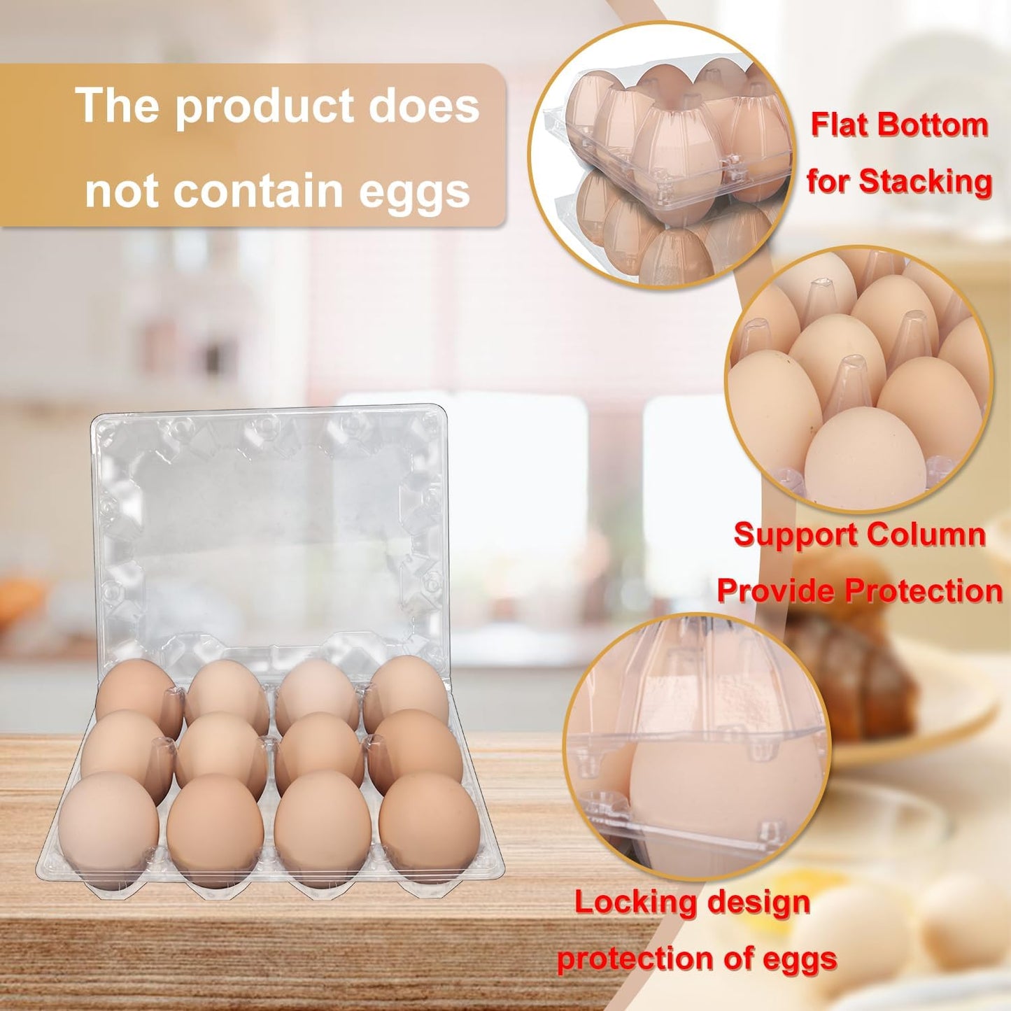 150 Pack Bulk Egg Cartons, Clear Plastic Chicken Egg Holders, Egg Tray Carton Holder for Home & Kitchen, Farm & Market Use, An Eco-Friendly Egg Storage Solution, 12 Grids
