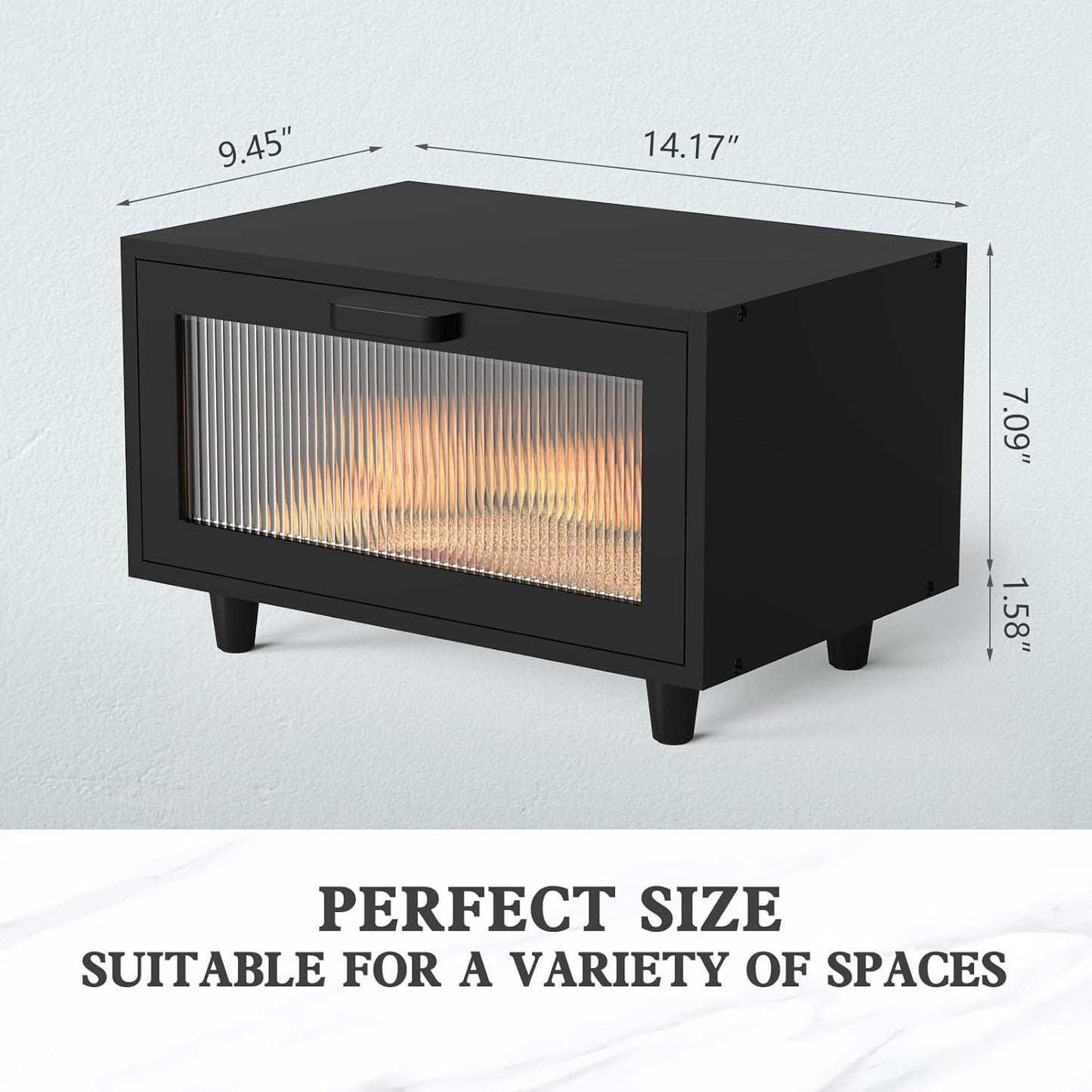 Bread Box for Kitchen Countertop Farmhouse Bread Holder Bread Storage Wooden Bread Container Black