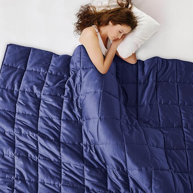 L'AGRATY Weighted Blanket - 80"x87" 25lbs Cooling Breathable Heavy Blanket Microfiber Material with Glass Beads Big Blanket for Adult All-Season Summer Fall Winter Soft Thick Comfort Blanket