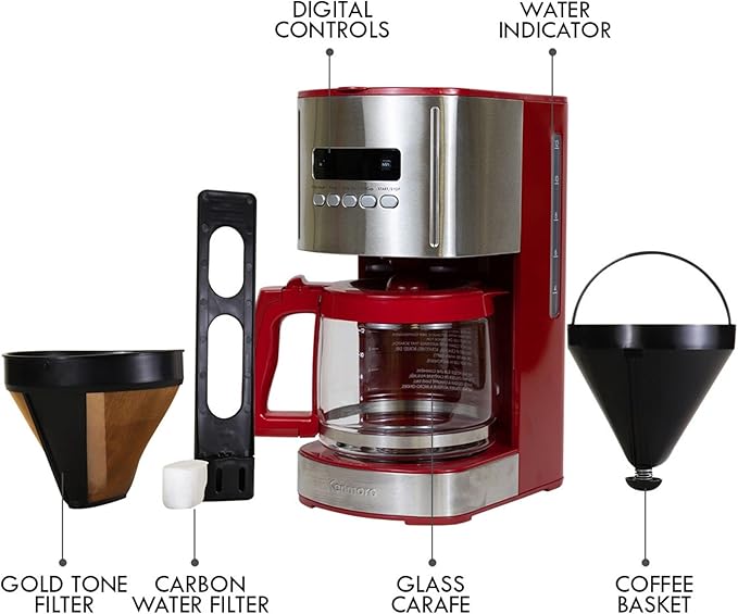 Kenmore 40707 12 Cup Programmable Coffee Maker in Red