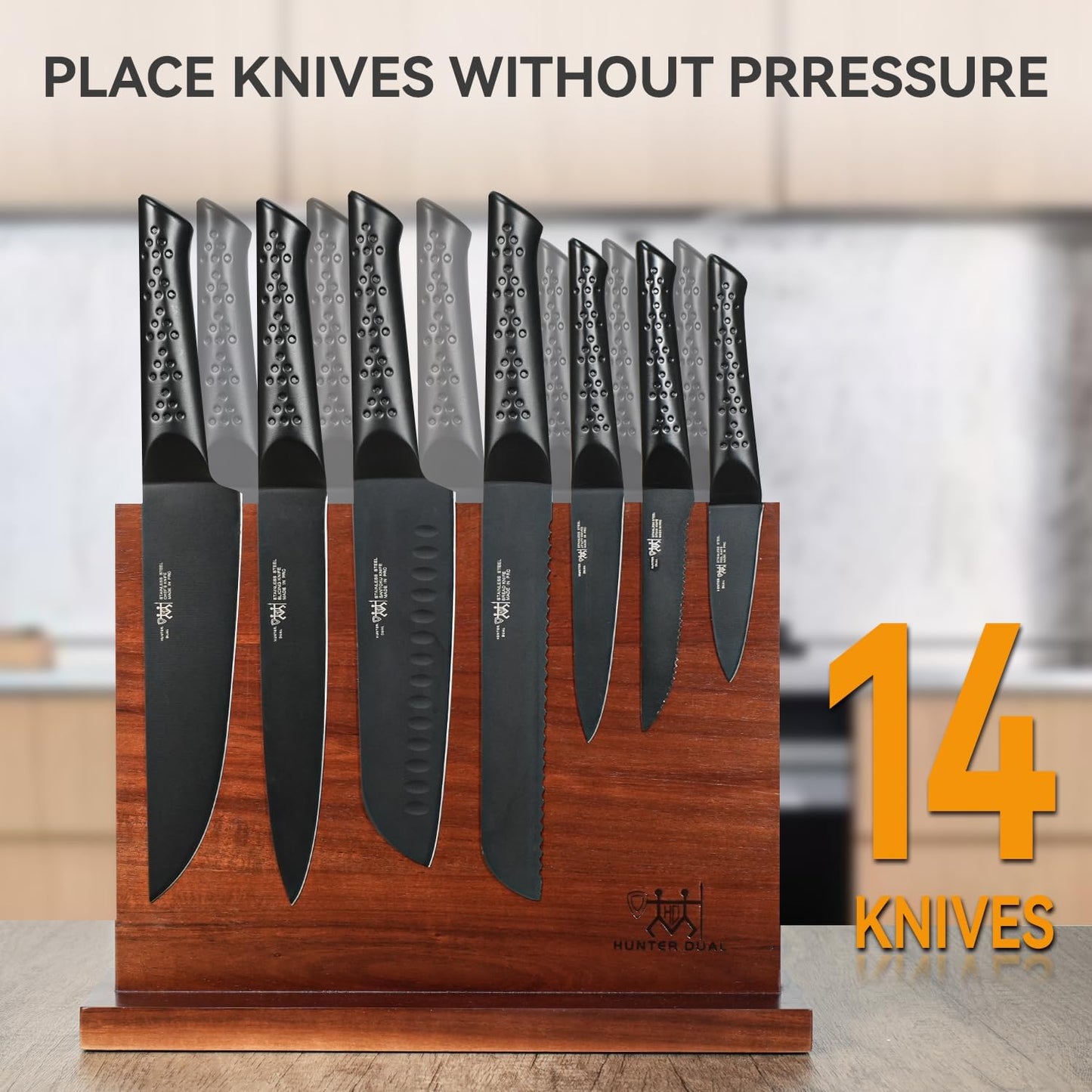 Magnetic Knife Holder with Enhanced Magnets, Multifunctional Countertop Magnetic Knife Block Stand, Universal Knife Storage & Kitchen Tool Organizer for Counter Top