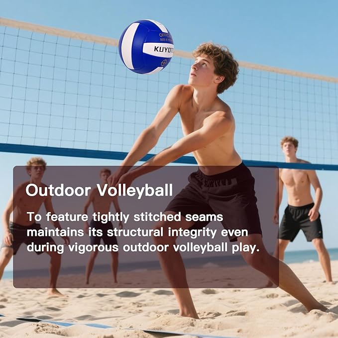 KUYOTQ Official Size 5 in&Outdoor Beach Volleyball,3MM Thickened Surface Soft Leather Youth Womens Mens Volleyball for Game Gym Training(Deflated)