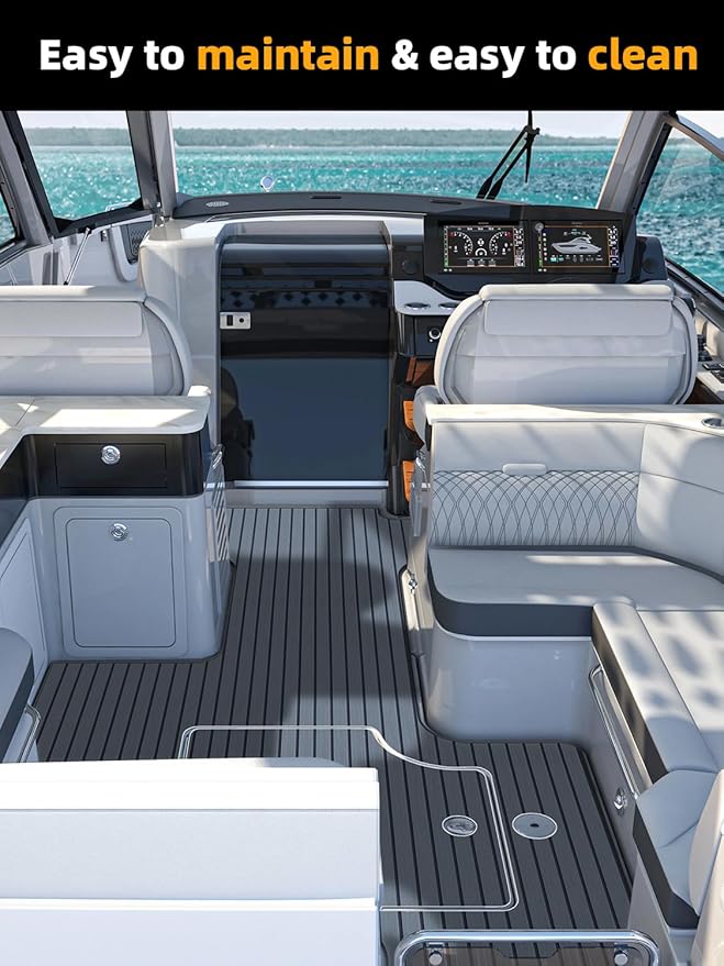 FOCEAN Boat Flooring EVA Foam Boat Decking Faux Teak Marine Flooring Boat Mat Boat Carpet Sheet for Motorboat RV Yacht Kayak Surfboard, 94.5"x 47.2"/35.4"/23.6"/15.7"