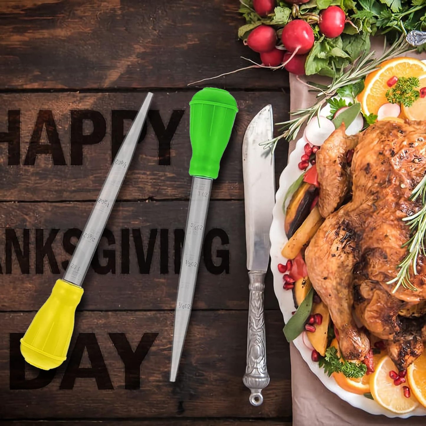 TXIN 5 Pieces 30ml/1oz Turkey Baster with 5 Cleaning Brush, Plastic Syringe Baster with Silicone Pump Head, Heat-resistant Meat Marinade Injector with Measurments for BBQ Grill Baking Kitchen Cooking