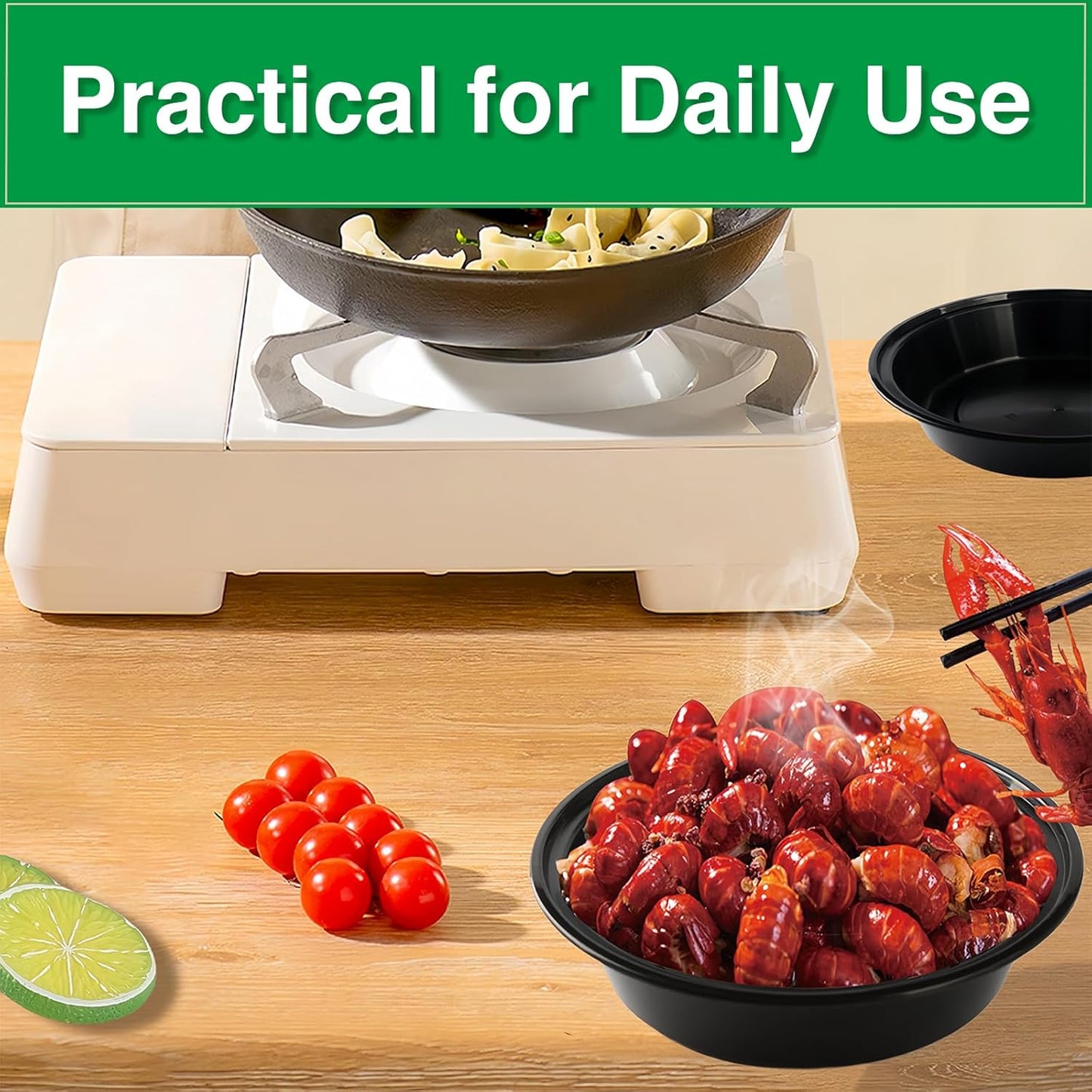 Meal Prep Containers Reusable 10 Pack-23 oz Food Storage Containers with Lids To Go Food Containers Takeout, Microwave Dishwasher Freezer Safe, Stackable, BPA Free, Plastic (Black)