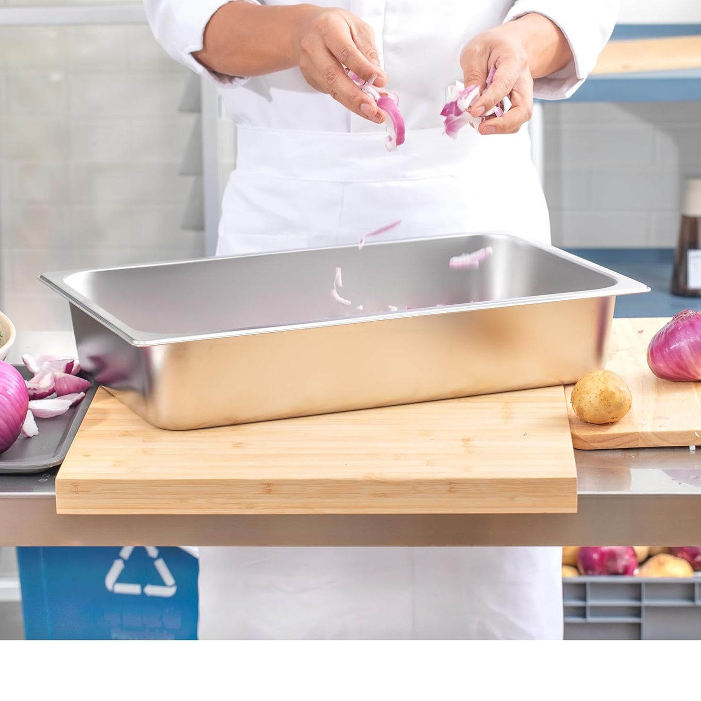 Hotel Pans Full Size 6-Pack 4 Inch Stainless Steel Trays for Food Commercial Hotel Pan Food Containers Chafing Pans For Restaurant Buffet Party Supplies