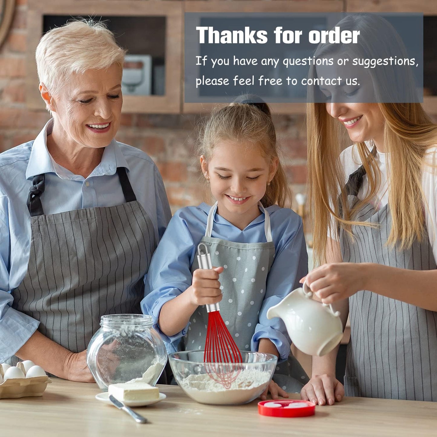 Silicone Rubber Whisk,Premium Whisks For Cooking Non Scratch,Stainless Steel & Silicone Wisk For Nonstick Cookware Pans, High Heat Resistant kitchen Whisks set of 3,Red