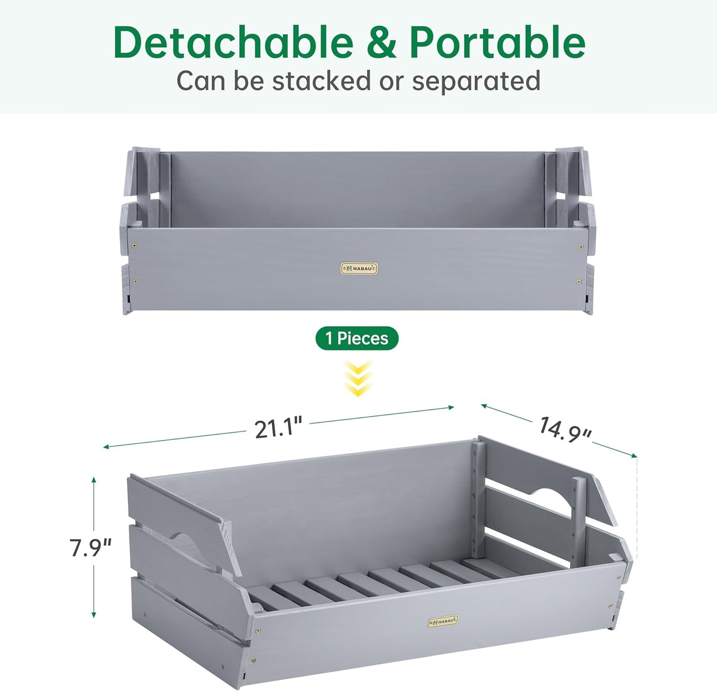 HABAU Wood Potato Onion Storage Bins - Wooden Stackable Produce Basket - Fruit Vegetable Storage for Kitchen Pantry Organization