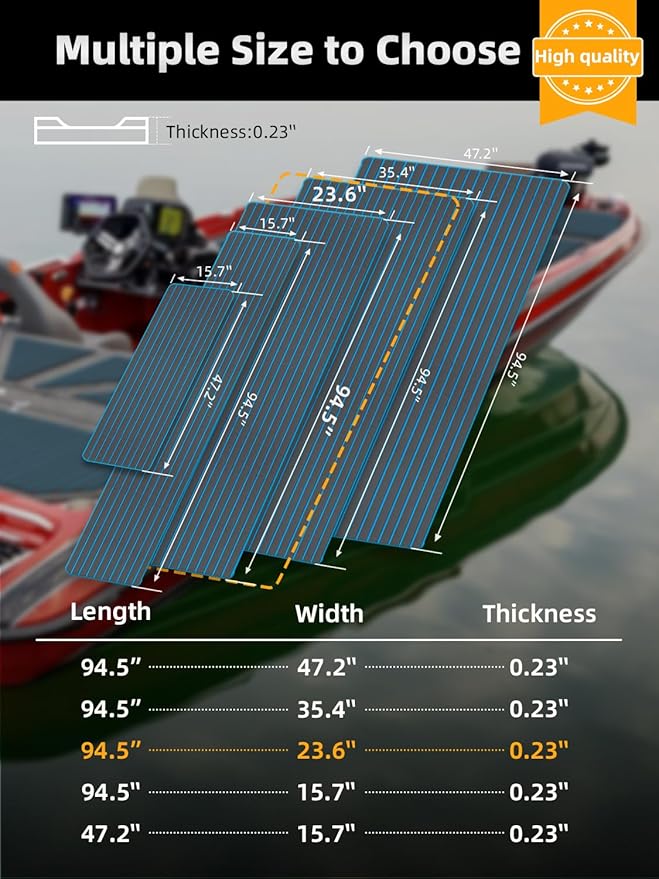 FOCEAN Boat Flooring EVA Foam Boat Decking Faux Teak Marine Flooring Boat Mat Boat Carpet Sheet for Motorboat RV Yacht Kayak Surfboard, 94.5"x 47.2"/35.4"/23.6"/15.7"
