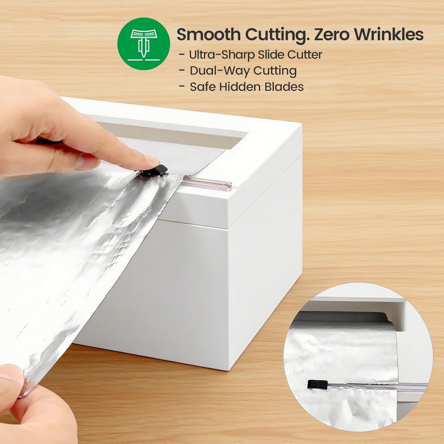 12" White Commercial Foil & Plastic Wrap Dispenser Organizer w/Cutter & Roller - Heavy-Duty XL Holder Fits 3000ft Film, 1000ft Foil Rolls, Costco-Sized - Kitchen, Restaurant Storage