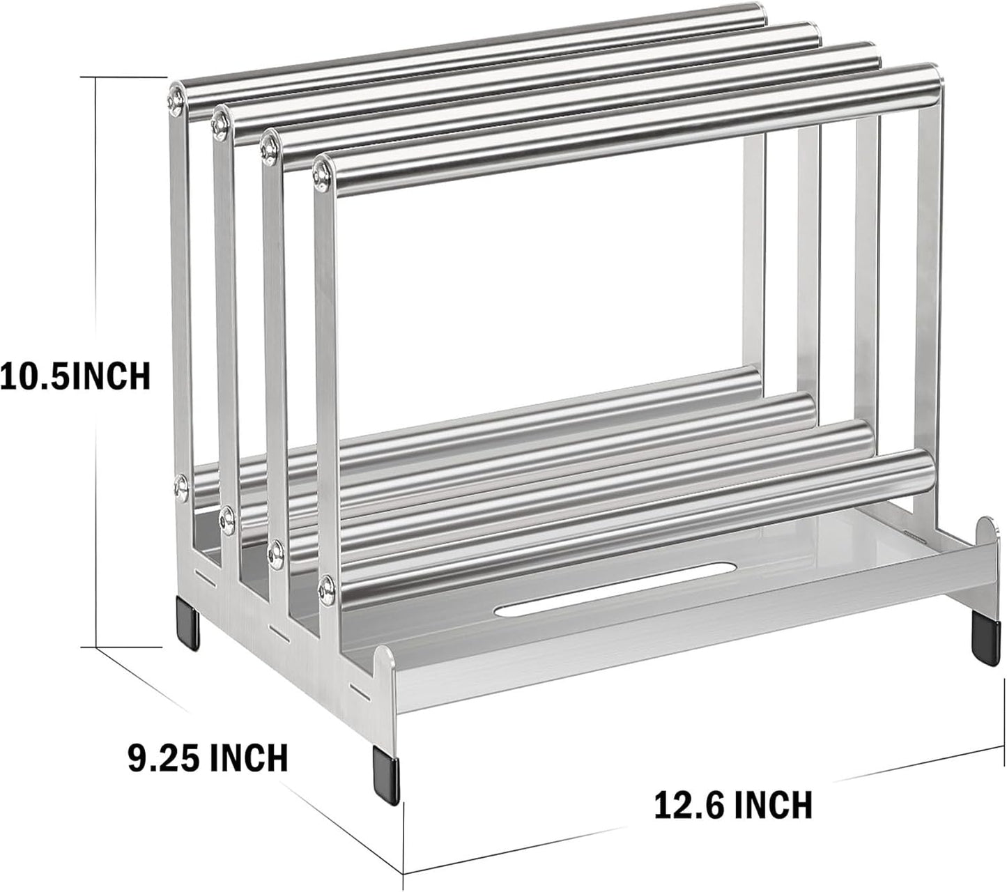 Pizza Peel Rack Stainless Steel With Non-Slip Feet Pizza Turning Peel Pizza Paddle Holder Rack 4 Available Slots Organizing and Saving Space, No Pizza Oven Tools, silver