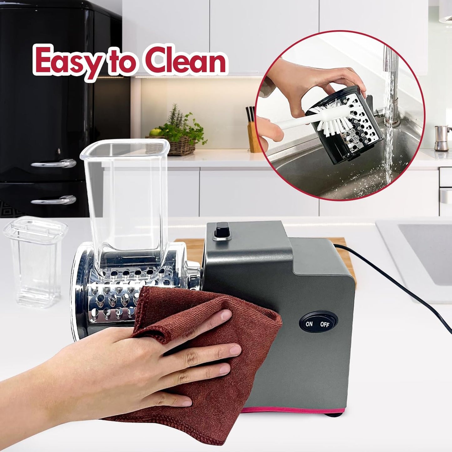 ULTACElectric Cheese Grater,Electric Cheese Grater for Block Cheese with 7 Different Shapes of Blades, 250W Electric Slicer Shredder, Electric Salad Machine for Cheeses, Fruits, Vegetables