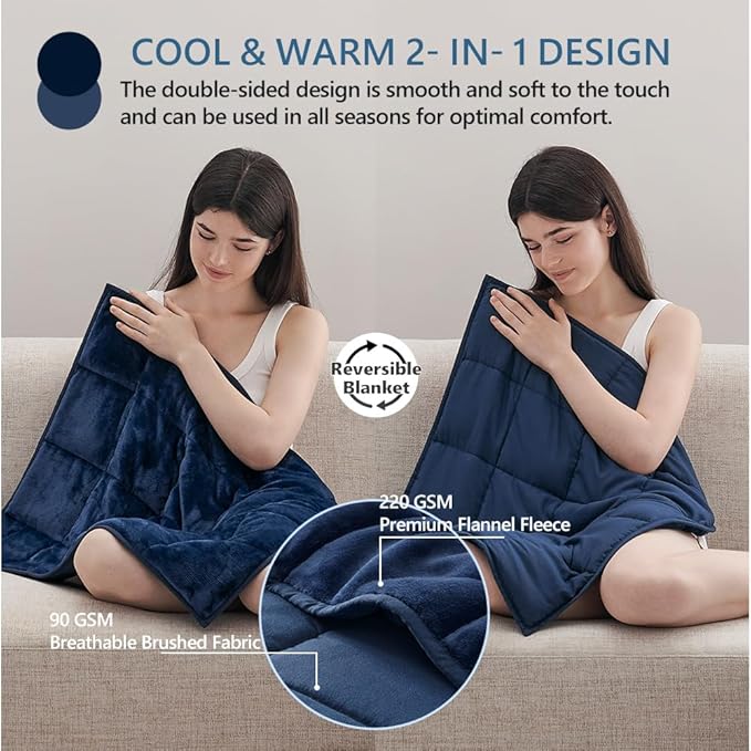 L'AGRATY Weighted Lap Pad 7lb: Small Weighted Blanket for Adults - Cooling, Portable Travel - Washable All-Season (29" x 24")