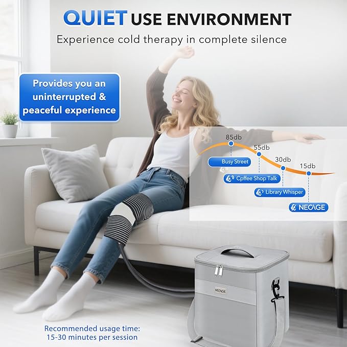 Cold Therapy Machine with Programmable Timer: Portable Ice Therapy for Knee After Surgery - Knee Replacement Recovery System for Pain Relief - Cryotherapy Machine for Shoulder, Hip and Ankle